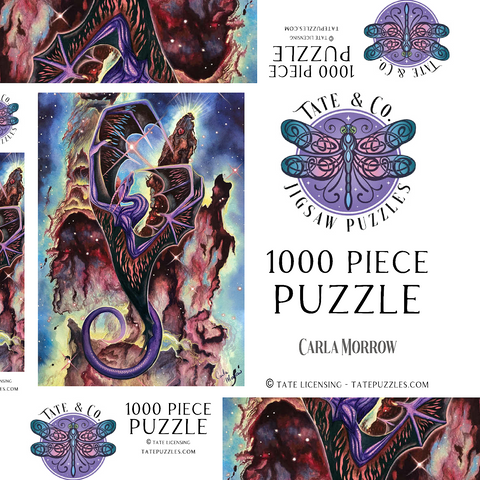 Darstellung des Puzzle Motivs Säulen der Schöpfung Weltraumdrache - Carla Morrow Pillars of Creation Space Dragon - Carla Morrow 1000 Puzzle Schachtel 3D Modell