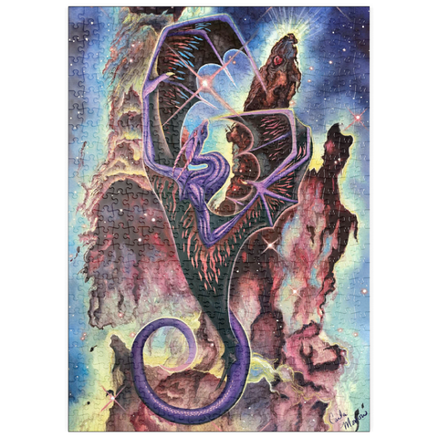 Darstellung des Puzzle Motivs Säulen der Schöpfung Weltraumdrache - Carla Morrow puzzleplate Pillars of Creation Space Dragon - Carla Morrow 500 Puzzle