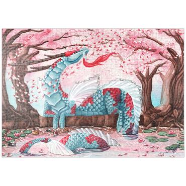 Darstellung des Puzzle Motivs puzzleplate Cherry Blossom Dragon - Carla Morrow 1000 Puzzle