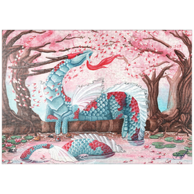 Darstellung des Puzzle Motivs Kirschblüten-Drache - Carla Morrow - Puzzleteile: 1000