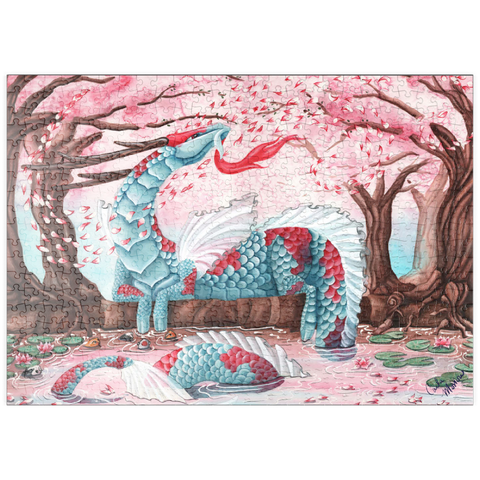Darstellung des Puzzle Motivs Kirschblüten-Drache - Carla Morrow puzzleplate Cherry Blossom Dragon - Carla Morrow 500 Puzzle