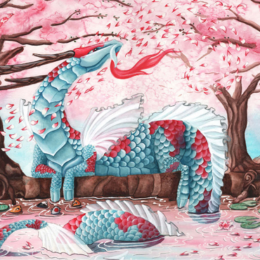 Darstellung des Puzzle Motivs Cherry Blossom Dragon - Carla Morrow 500 Puzzle 3D Modell