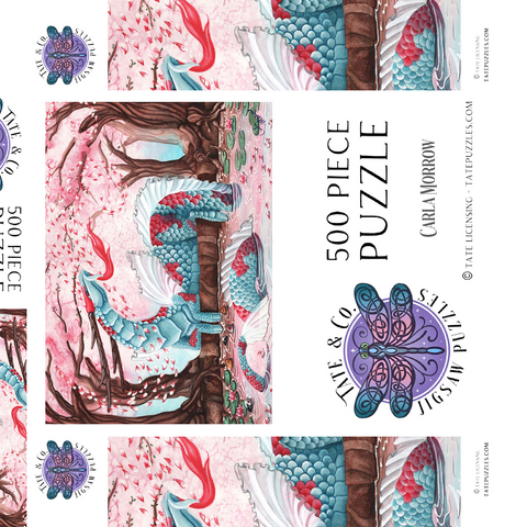 Darstellung des Puzzle Motivs Kirschblüten-Drache - Carla Morrow Cherry Blossom Dragon - Carla Morrow 500 Puzzle Schachtel 3D Modell