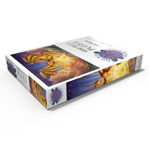 Darstellung des Puzzle Motivs Frühmorgendlicher Flug des Sonnendrachens - Carla Morrow Dawning Flight Sun Dragon - Carla Morrow 1000 Puzzle Schachtel Ansicht1