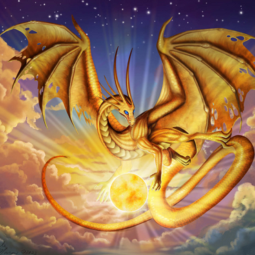 Darstellung des Puzzle Motivs Dawning Flight Sun Dragon - Carla Morrow 1000 Puzzle 3D Modell