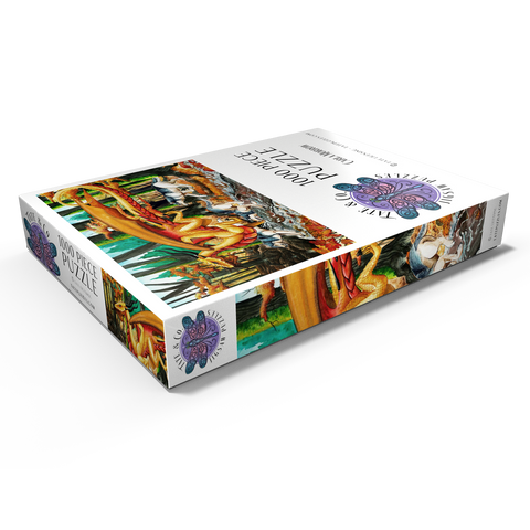 Darstellung des Puzzle Motivs Running Free Dragon with Wolves - Carla Morrow Running Free Dragon with Wolves - Carla Morrow 1000 Puzzle Schachtel Ansicht1