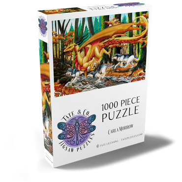 Darstellung des Puzzle Motivs Running Free Dragon with Wolves - Carla Morrow 1000 Puzzle Schachtel Ansicht2