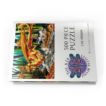 Darstellung des Puzzle Motivs Running Free Dragon with Wolves - Carla Morrow 500 Puzzle Schachtel Ansicht3