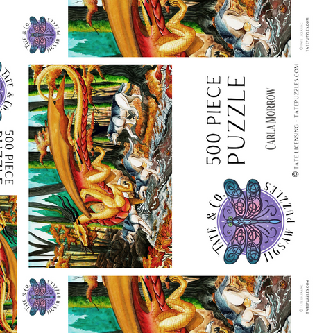 Darstellung des Puzzle Motivs Running Free Dragon with Wolves - Carla Morrow Running Free Dragon with Wolves - Carla Morrow 500 Puzzle Schachtel 3D Modell