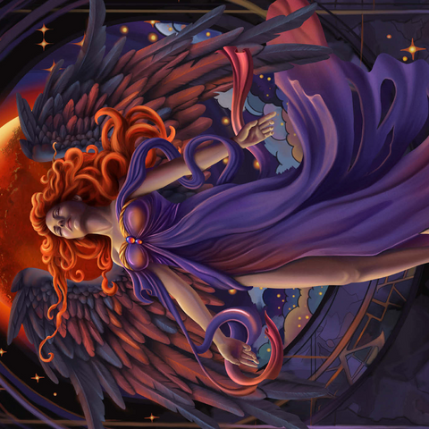 Darstellung des Puzzle Motivs Mondschleier-Engel - Carla Morrow Lunar Veil Angel - Carla Morrow 1000 Puzzle 3D Modell