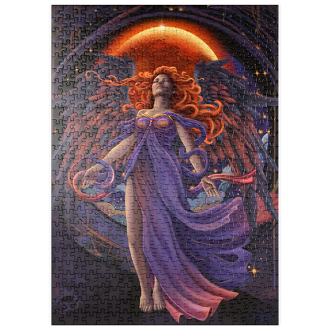 Darstellung des Puzzle Motivs Mondschleier-Engel - Carla Morrow puzzleplate Lunar Veil Angel - Carla Morrow 500 Puzzle