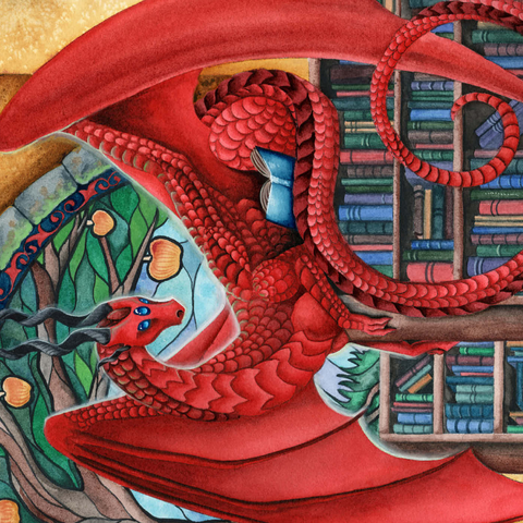 Darstellung des Puzzle Motivs Wächter des Wissensdrachen - Carla Morrow Watcher of Knowledge Dragon - Carla Morrow 1000 Puzzle 3D Modell