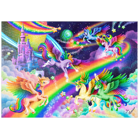 Darstellung des Puzzle-Motivs Rainbow Dreams Unicorns - Carla Morrow – Puzzleteile: 1000