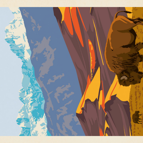 Darstellung des Puzzle Motivs Great Sand Dunes National Park: Bison, Vintage Poster Great Sand Dunes National Park: Bison, Vintage Poster 1000 Puzzle 3D Modell