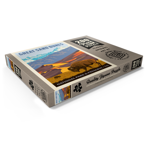 Darstellung des Puzzle Motivs Great Sand Dunes National Park: Bison, Vintage Poster Great Sand Dunes National Park: Bison, Vintage Poster 200 Puzzle Schachtel Ansicht1