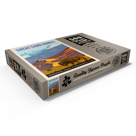 Darstellung des Puzzle Motivs Great Sand Dunes National Park: Bison, Vintage Poster - Puzzleteile: 500