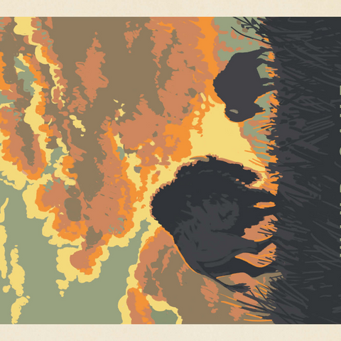 Darstellung des Puzzle Motivs Wind Cave National Park: Bison Sunrise, Vintage Poster Wind Cave National Park: Bison Sunrise, Vintage Poster 1000 Puzzle 3D Modell