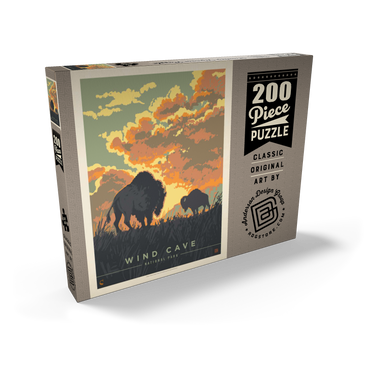 Darstellung des Puzzle Motivs Wind Cave National Park: Bison Sunrise, Vintage Poster 200 Puzzle Schachtel Ansicht2