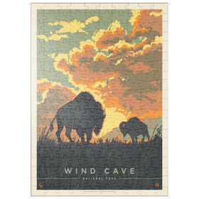 Darstellung des Puzzle-Motivs Wind Cave National Park: Bison Sunrise, Vintage Poster – Puzzleteile: 200