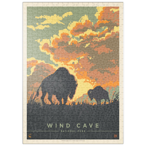 Darstellung des Puzzle Motivs Wind Cave National Park: Bison Sunrise, Vintage Poster puzzleplate Wind Cave National Park: Bison Sunrise, Vintage Poster 500 Puzzle