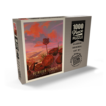Darstellung des Puzzle Motivs Petrified Forest National Park: Route 66, Vintage Poster 1000 Puzzle Schachtel Ansicht2