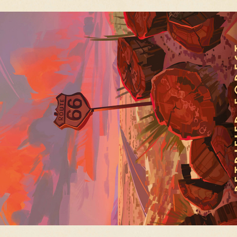 Darstellung des Puzzle Motivs Petrified Forest National Park: Route 66, Vintage Poster Petrified Forest National Park: Route 66, Vintage Poster 1000 Puzzle 3D Modell