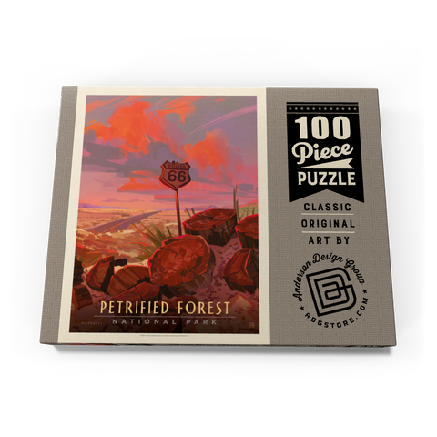 Darstellung des Puzzle Motivs Petrified Forest National Park: Route 66, Vintage Poster Petrified Forest National Park: Route 66, Vintage Poster 100 Puzzle Schachtel Ansicht3