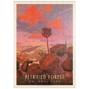 Darstellung des Puzzle Motivs puzzleplate Petrified Forest National Park: Route 66, Vintage Poster 100 Puzzle