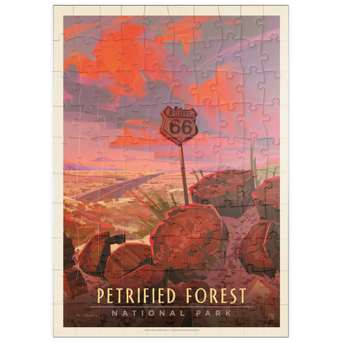 Darstellung des Puzzle Motivs Petrified Forest National Park: Route 66, Vintage Poster puzzleplate Petrified Forest National Park: Route 66, Vintage Poster 100 Puzzle