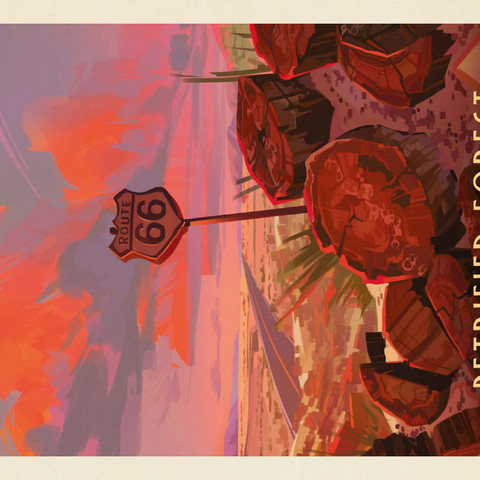 Darstellung des Puzzle Motivs Petrified Forest National Park: Route 66, Vintage Poster Petrified Forest National Park: Route 66, Vintage Poster 100 Puzzle 3D Modell