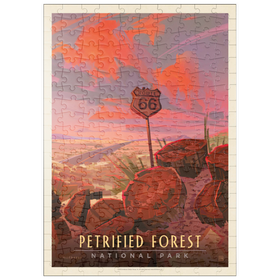 Darstellung des Puzzle Motivs Petrified Forest National Park: Route 66, Vintage Poster - Puzzleteile: 200