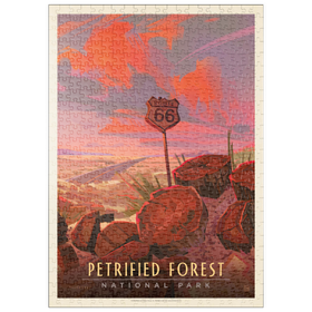 Darstellung des Puzzle Motivs Petrified Forest National Park: Route 66, Vintage Poster - Puzzleteile: 500