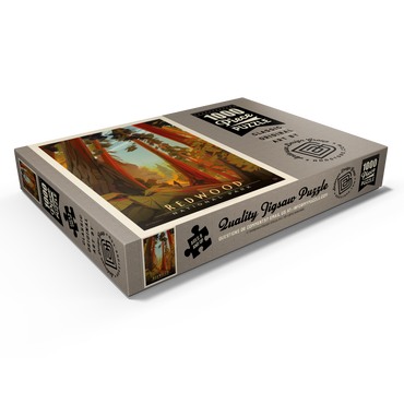 Darstellung des Puzzle Motivs Redwood National Park: Whispering Wind, Vintage Poster 1000 Puzzle Schachtel Ansicht1