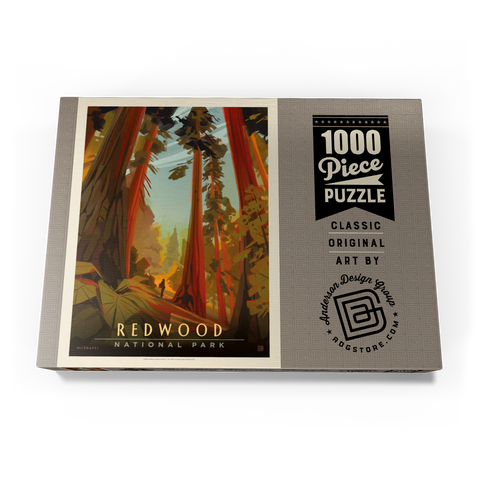 Darstellung des Puzzle Motivs Redwood National Park: Whispering Wind, Vintage Poster Redwood National Park: Whispering Wind, Vintage Poster 1000 Puzzle Schachtel Ansicht3