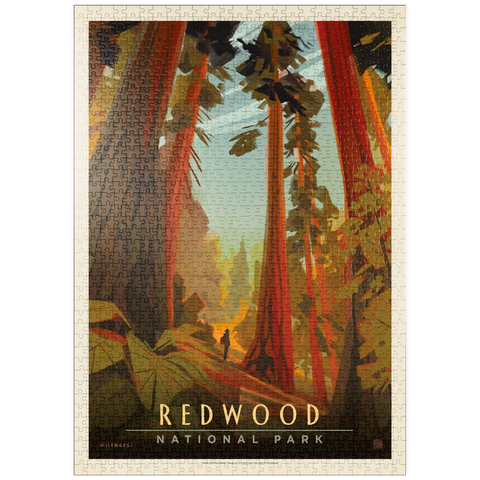 Darstellung des Puzzle Motivs Redwood National Park: Whispering Wind, Vintage Poster puzzleplate Redwood National Park: Whispering Wind, Vintage Poster 1000 Puzzle