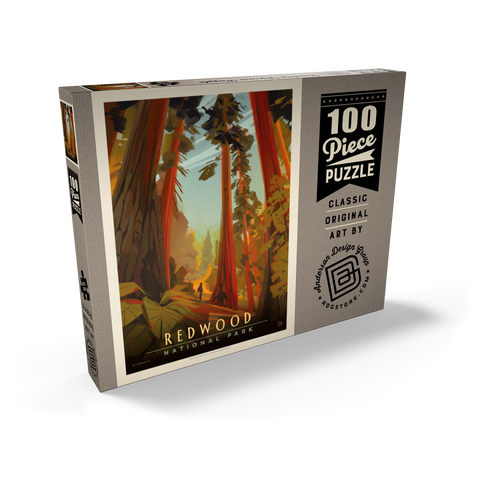 Darstellung des Puzzle Motivs Redwood National Park: Whispering Wind, Vintage Poster Redwood National Park: Whispering Wind, Vintage Poster 100 Puzzle Schachtel Ansicht2