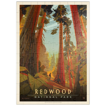 Darstellung des Puzzle Motivs puzzleplate Redwood National Park: Whispering Wind, Vintage Poster 100 Puzzle