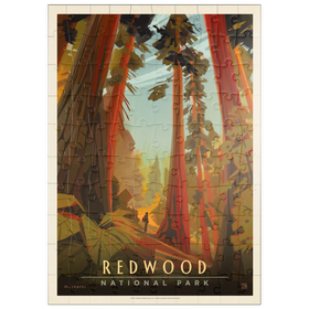 Darstellung des Puzzle Motivs Redwood National Park: Whispering Wind, Vintage Poster - Puzzleteile: 100