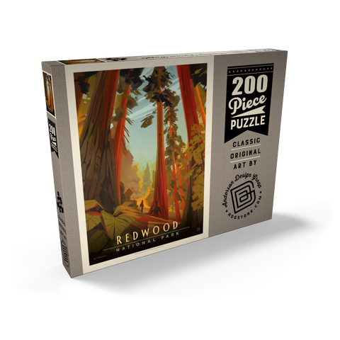 Darstellung des Puzzle Motivs Redwood National Park: Whispering Wind, Vintage Poster Redwood National Park: Whispering Wind, Vintage Poster 200 Puzzle Schachtel Ansicht2