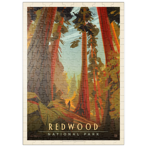 Darstellung des Puzzle Motivs Redwood National Park: Whispering Wind, Vintage Poster puzzleplate Redwood National Park: Whispering Wind, Vintage Poster 200 Puzzle
