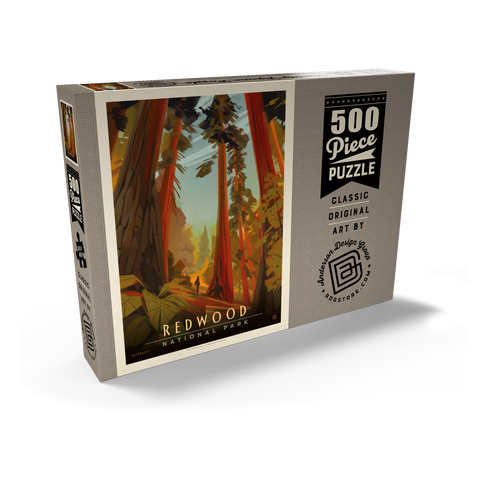 Darstellung des Puzzle Motivs Redwood National Park: Whispering Wind, Vintage Poster Redwood National Park: Whispering Wind, Vintage Poster 500 Puzzle Schachtel Ansicht2