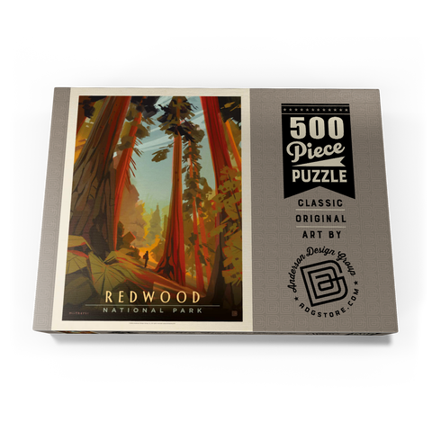 Darstellung des Puzzle Motivs Redwood National Park: Whispering Wind, Vintage Poster Redwood National Park: Whispering Wind, Vintage Poster 500 Puzzle Schachtel Ansicht3