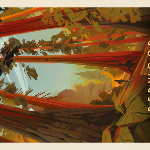 Darstellung des Puzzle Motivs Redwood National Park: Whispering Wind, Vintage Poster Redwood National Park: Whispering Wind, Vintage Poster 500 Puzzle 3D Modell
