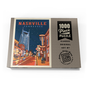 Darstellung des Puzzle Motivs Nashville, TN: Broadway Lights, Vintage Poster 1000 Puzzle Schachtel Ansicht3