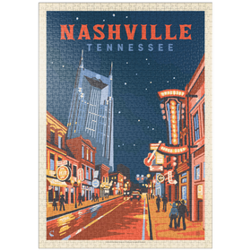 Darstellung des Puzzle-Motivs Nashville, TN: Broadway Lights, Vintage Poster – Puzzleteile: 1000