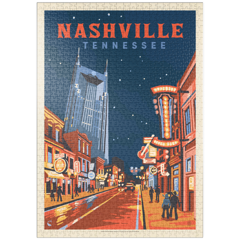 Darstellung des Puzzle Motivs Nashville, TN: Broadway Lights, Vintage Poster puzzleplate Nashville, TN: Broadway Lights, Vintage Poster 1000 Puzzle