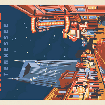 Darstellung des Puzzle Motivs Nashville, TN: Broadway Lights, Vintage Poster 1000 Puzzle 3D Modell