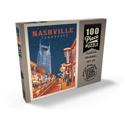 Darstellung des Puzzle Motivs Nashville, TN: Broadway Lights, Vintage Poster Nashville, TN: Broadway Lights, Vintage Poster 100 Puzzle Schachtel Ansicht2