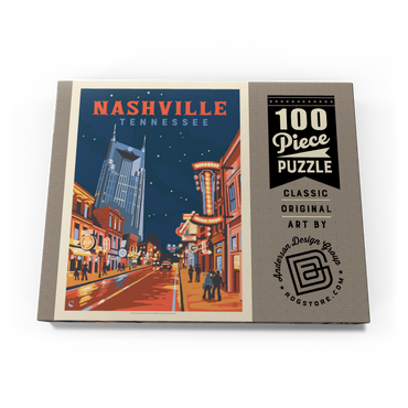 Darstellung des Puzzle Motivs Nashville, TN: Broadway Lights, Vintage Poster 100 Puzzle Schachtel Ansicht3