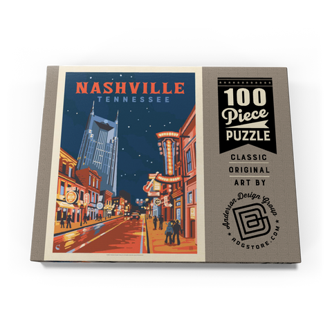 Darstellung des Puzzle Motivs Nashville, TN: Broadway Lights, Vintage Poster Nashville, TN: Broadway Lights, Vintage Poster 100 Puzzle Schachtel Ansicht3